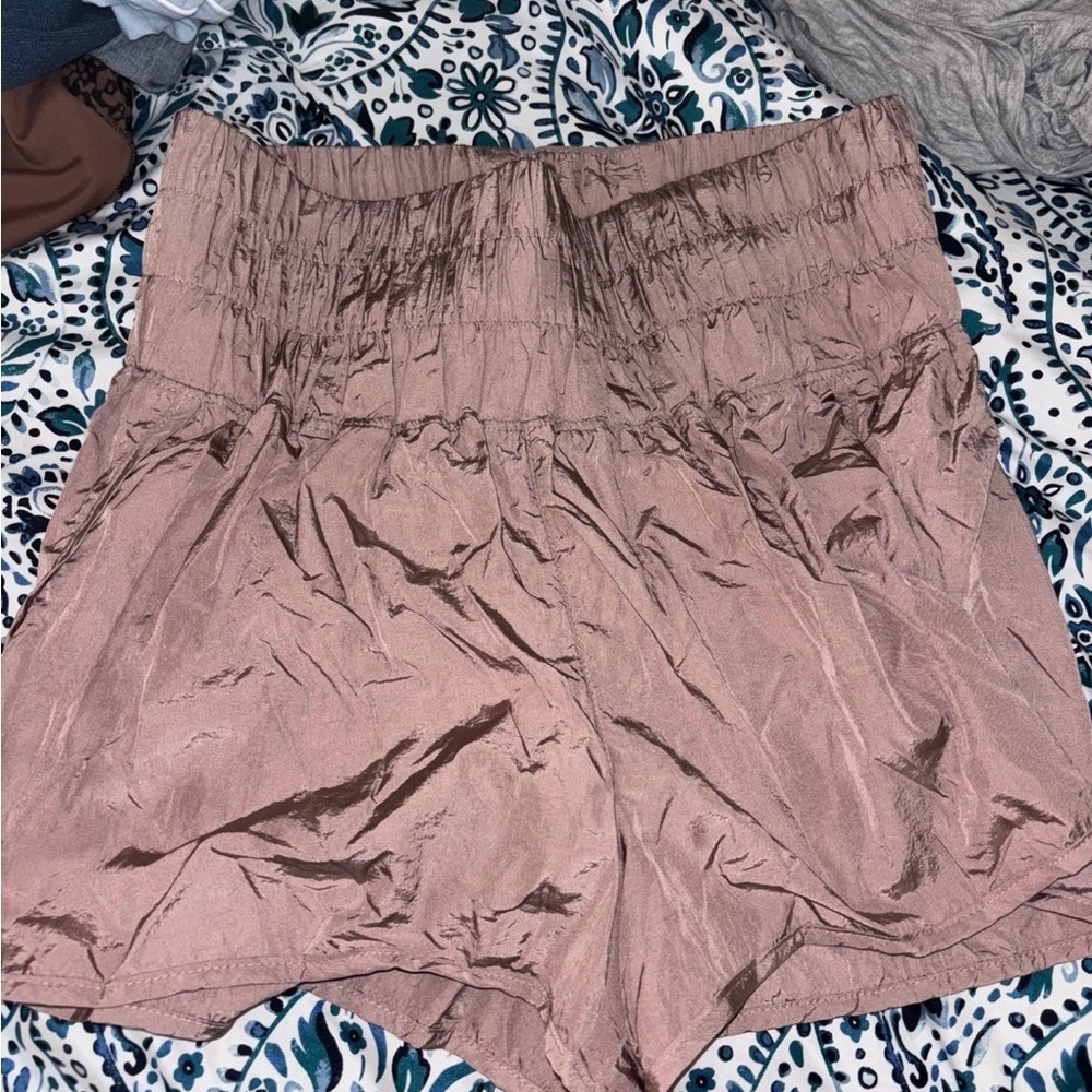 FP Movement by Free People High Waist Shimmering Brown Shorts